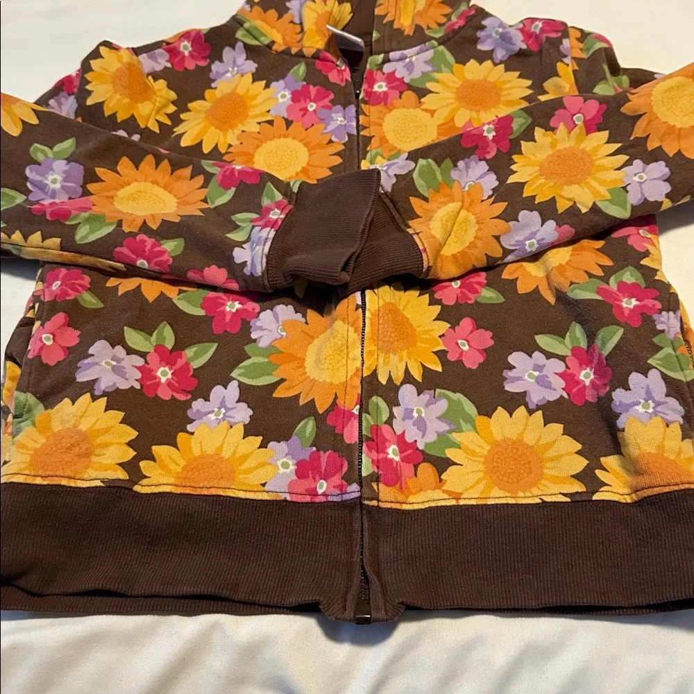 Gymboree Brown Hoodie with Colorful Floral Design